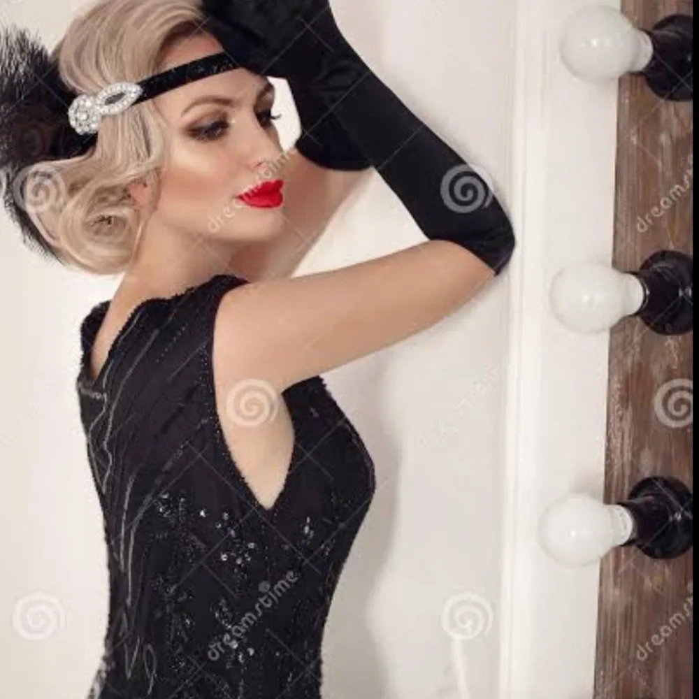 VINTAGE Lace Black Asymmetric Dress, Genuine Vintage 70s, Shiny embellished - Picture 2 of 13